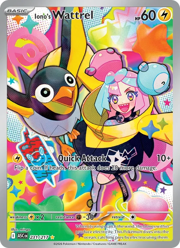 Iono's Wattrel 231/217 Ascended Heroes Pokémon Karte
