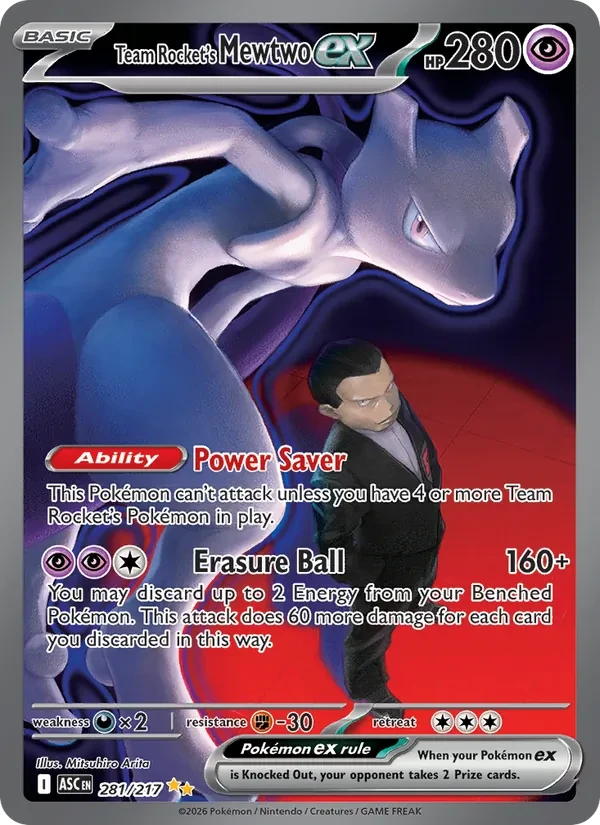 Team Rocket's Mewtwo ex 281/217 Ascended Heroes Pokémon card
