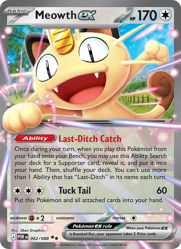 Meowth ex 062/88 Perfect Order Pokémon card
