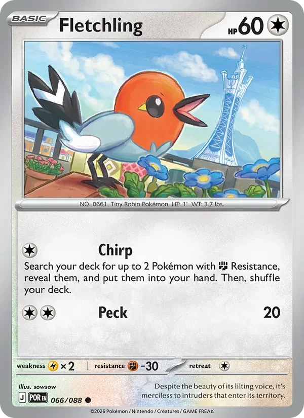 Fletchling 066/88 Perfect Order Pokémon Karte