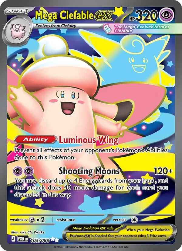 Mega Clefable ex 103/88 Perfect Order Pokémon kaart