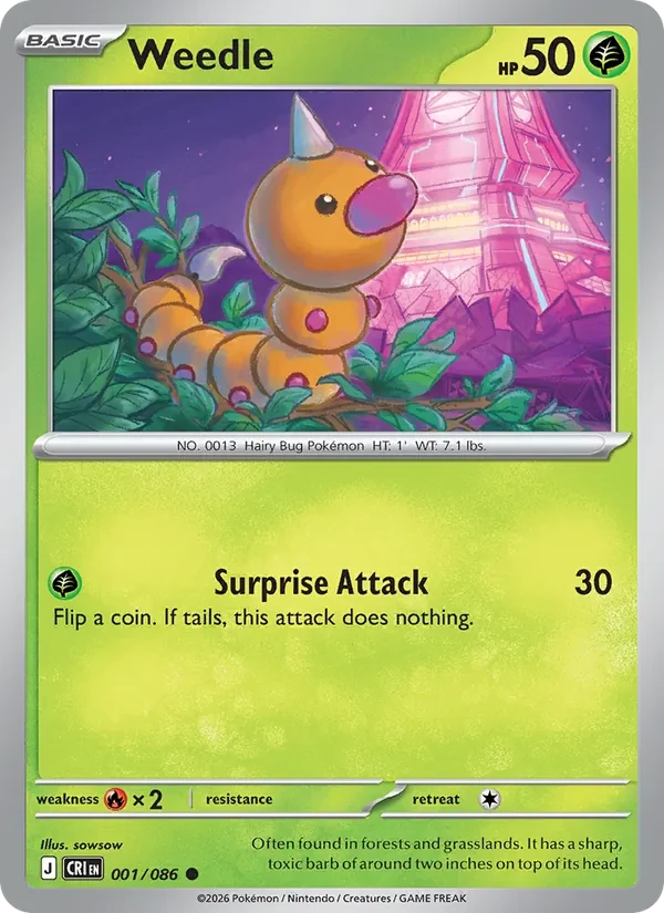 Weedle 001/86 Chaos Rising Pokémon card