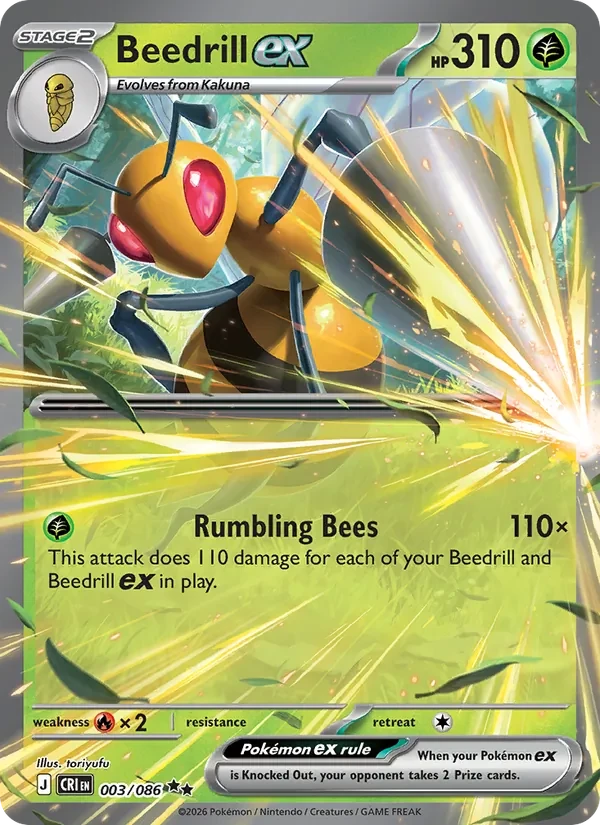 Beedrill ex 003/86 Chaos Rising Pokémon card