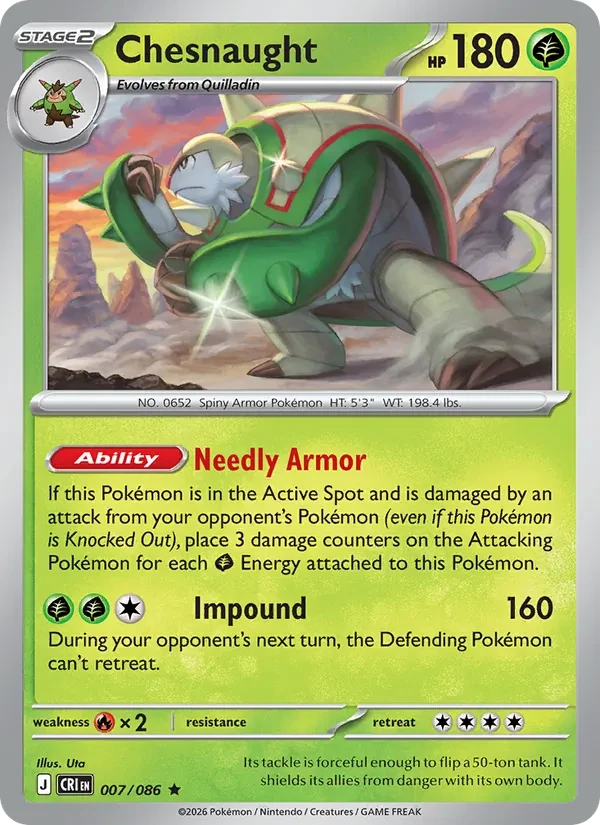 Chesnaught 007/86 Chaos Rising Pokémon card
