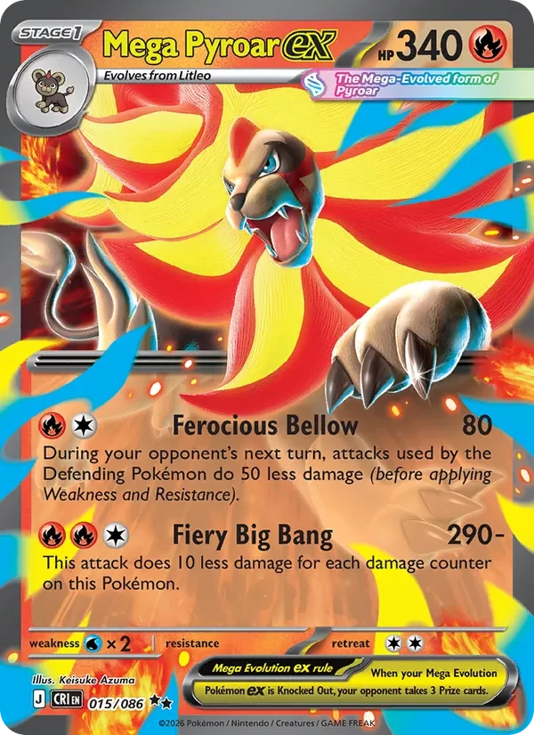 Mega Pyroar ex 015/86 Chaos Rising Pokémon card