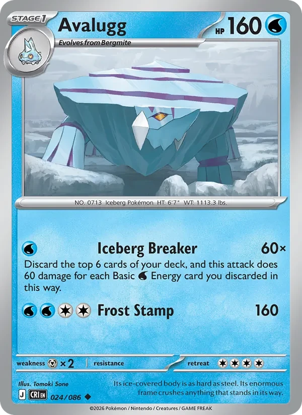 Avalugg 024/86 Chaos Rising Pokémon card