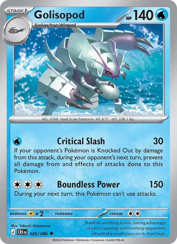 Golisopod 026/86 Chaos Rising Pokémon card