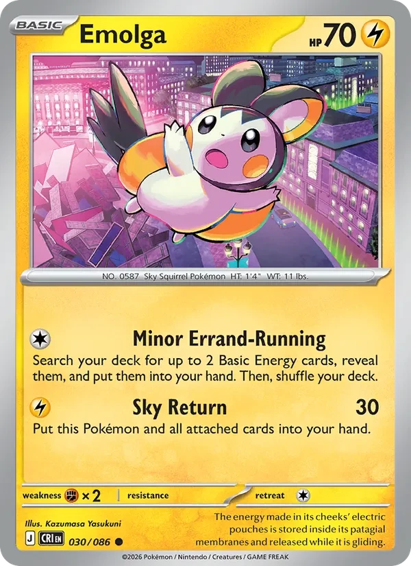 Emolga 030/86 Chaos Rising Pokémon card