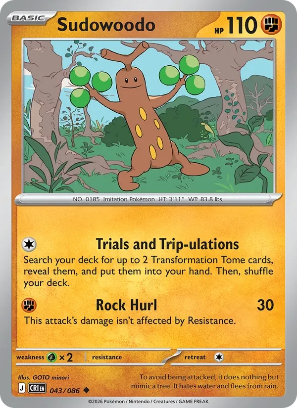 Sudowoodo 043/86 Chaos Rising Pokémon card