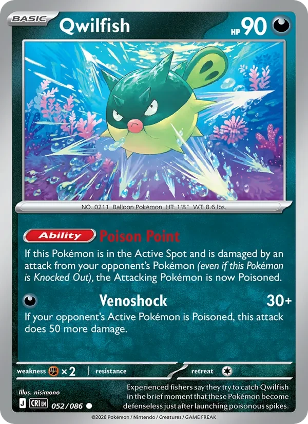 Qwilfish 052/86 Chaos Rising Pokémon card