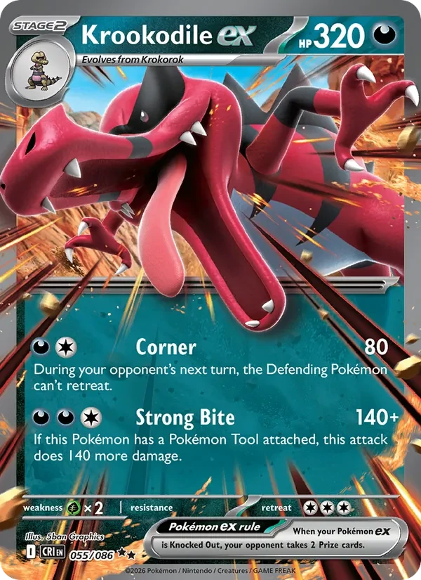 Krookodile ex 055/86 Chaos Rising Pokémon Karte