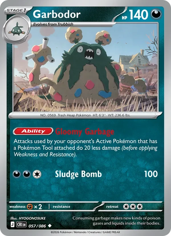 Garbodor 057/86 Chaos Rising Pokémon card