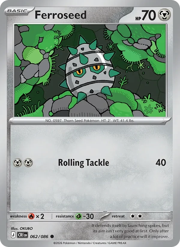 Ferroseed 062/86 Chaos Rising Pokémon card