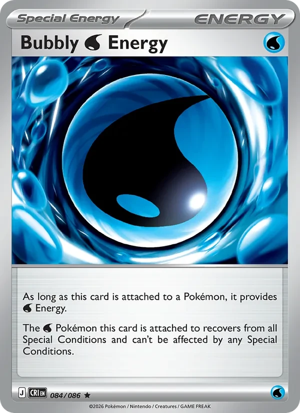 Bubbly Water Energy 084/86 Chaos Rising Pokémon card