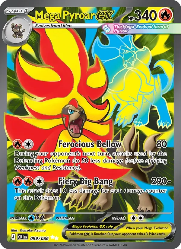 Mega Pyroar ex 099/86 Chaos Rising Pokémon card