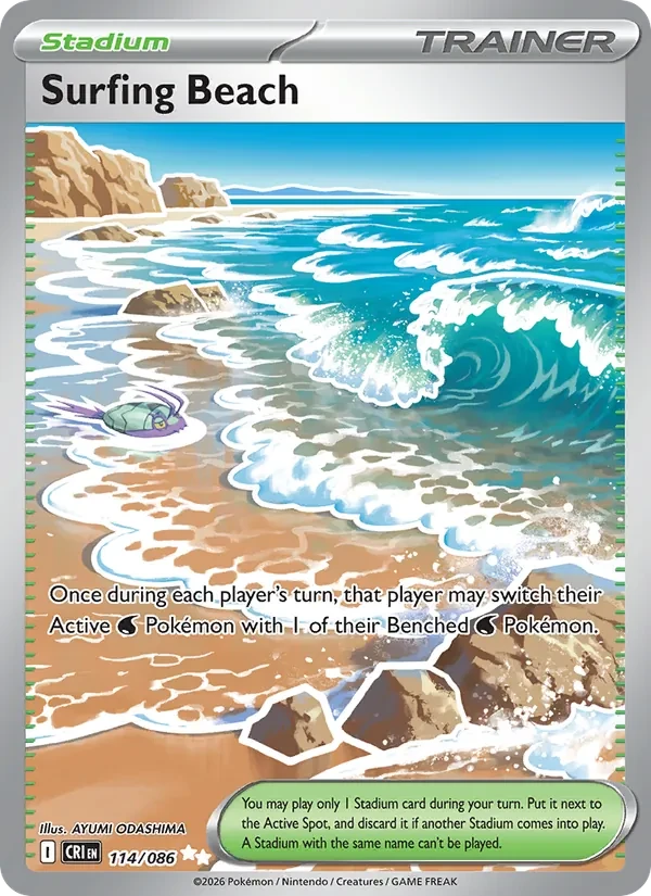 Surfing Beach 114/86 Chaos Rising Pokémon card