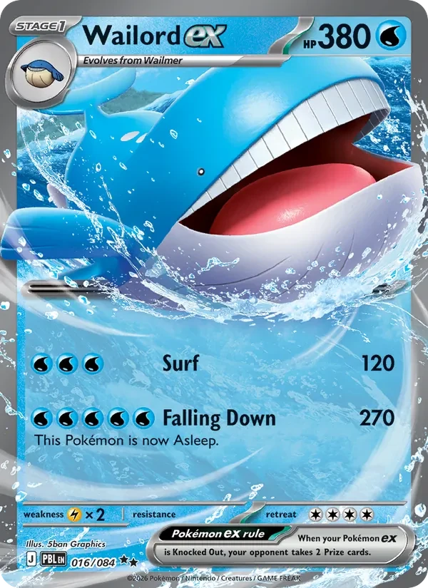 Wailord ex 016/84 Pitch Black Pokémon card