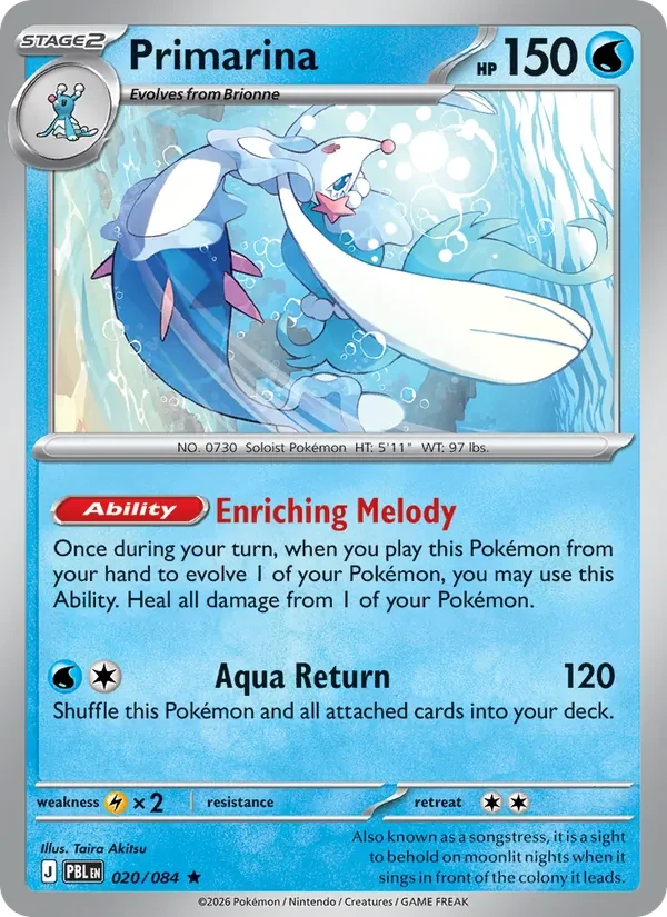 Primarina 020/84 Pitch Black Pokémon card