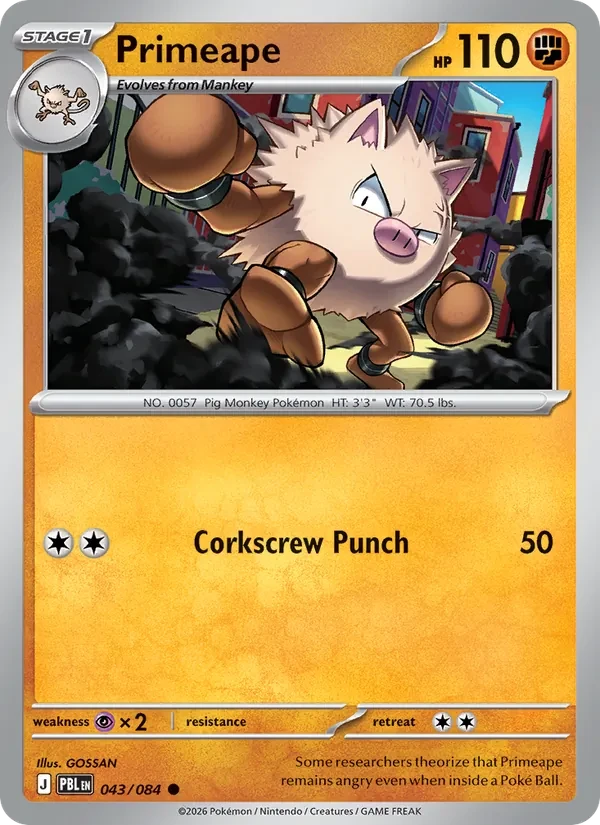 Primeape 043/84 Pitch Black Pokémon card