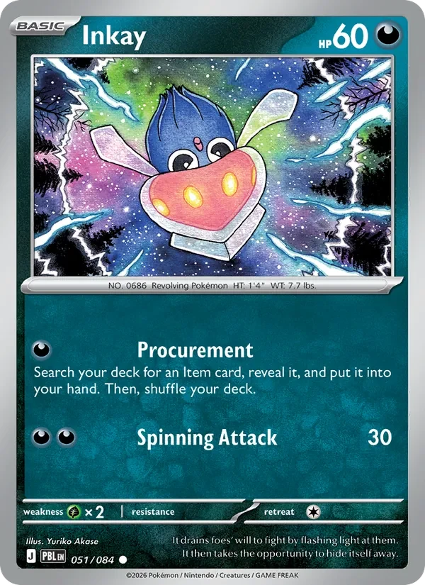 Inkay 051/84 Pitch Black Pokémon card