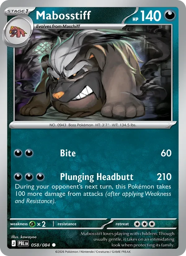 Mabosstiff 058/84 Pitch Black Pokémon card