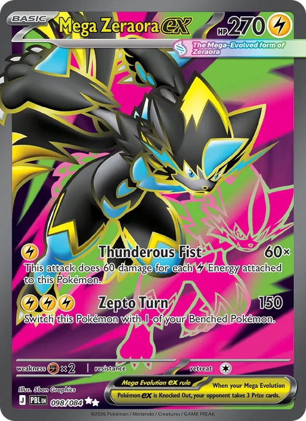 Mega Zeraora ex 098/84 Pitch Black Pokémon Karte