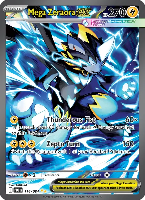 Mega Zeraora ex 114/84 Pitch Black Pokémon card
