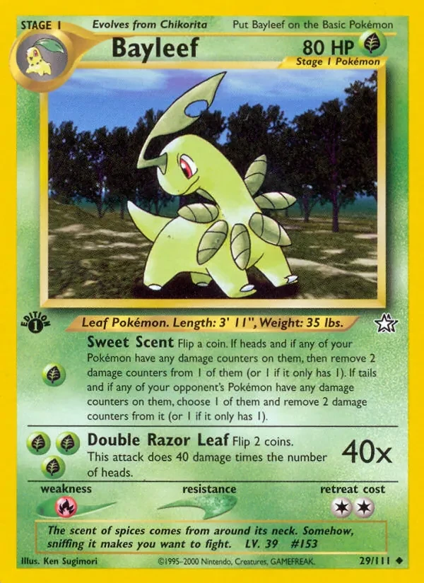 Bayleef 29/111 Neo Genesis Pokémon card
