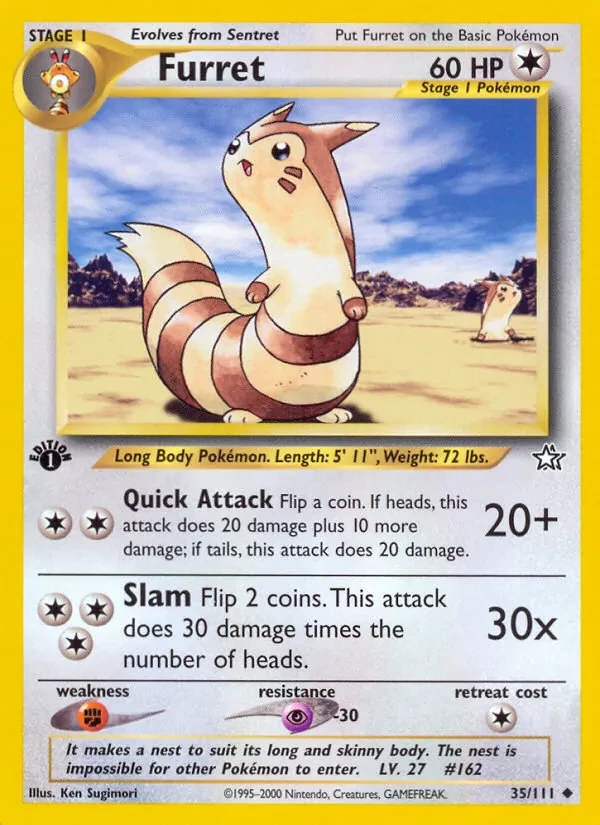 Furret 35/111 Neo Genesis Pokémon card
