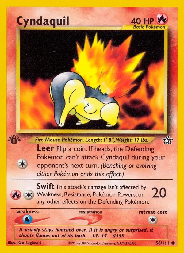 Cyndaquil 56/111 Neo Genesis Pokémon card