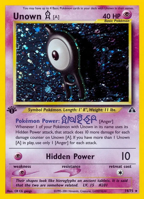 Unown [A] 14/75 Neo Discovery Pokémon card