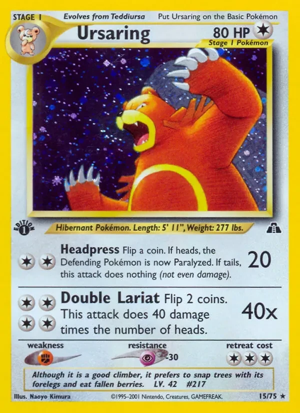 Ursaring 15/75 Neo Discovery Pokémon card