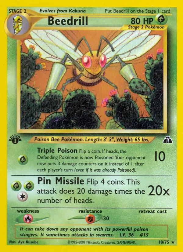 Beedrill 18/75 Neo Discovery Pokémon card