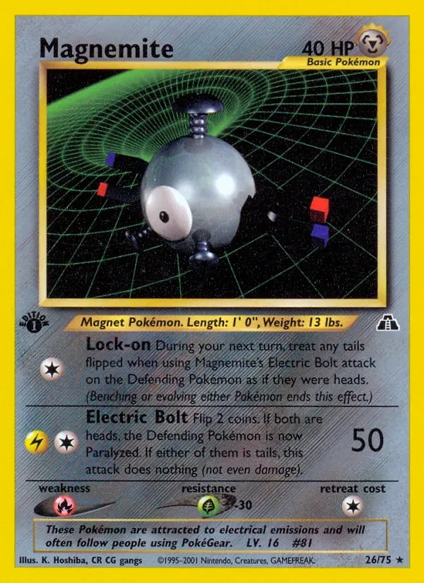 Magnemite 26/75 Neo Discovery Pokémon card