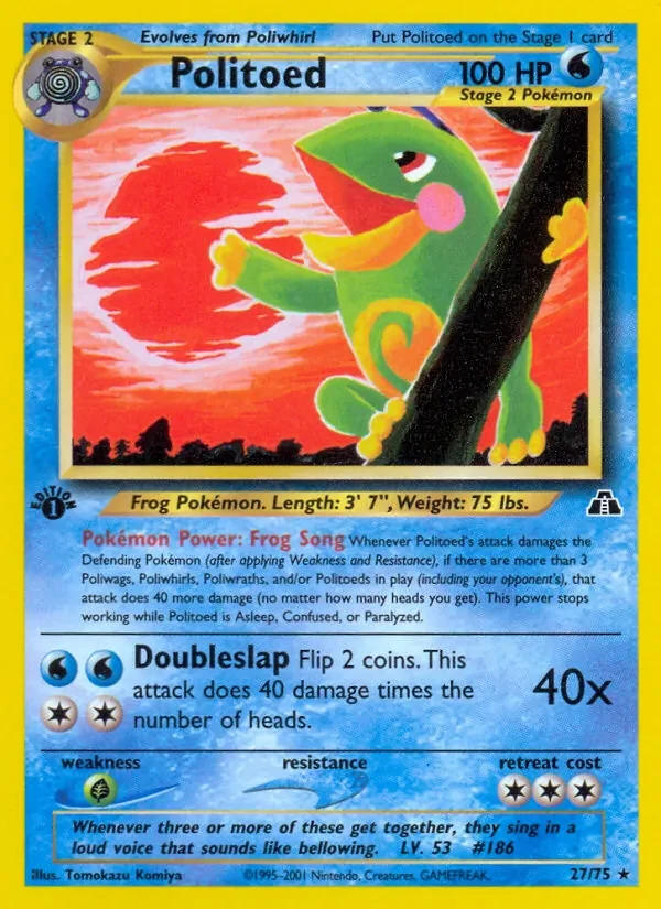 Politoed 27/75 Neo Discovery Pokémon card
