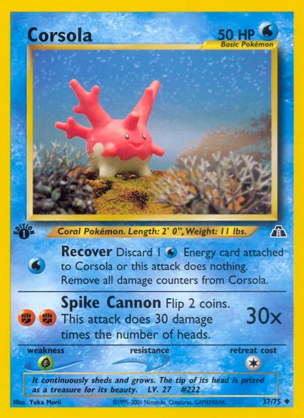 Corsola 37/75 Neo Discovery Pokémon card