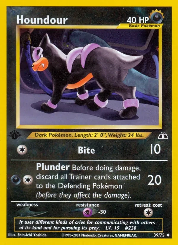 Houndour 39/75 Neo Discovery Pokémon card