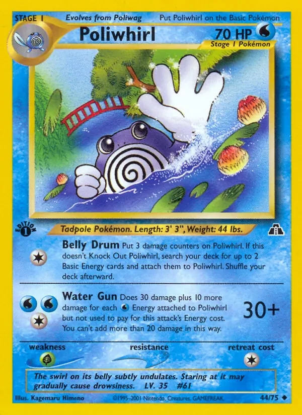 Poliwhirl 44/75 Neo Discovery Pokémon card