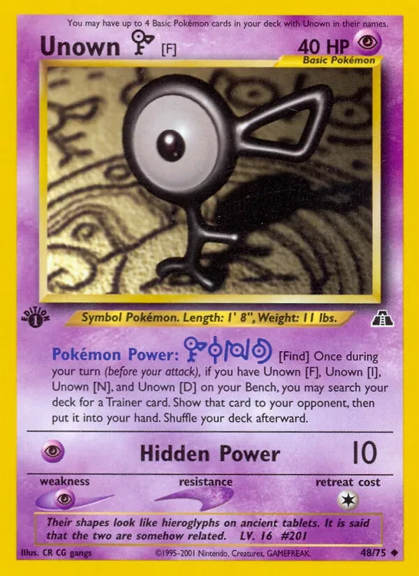 Unown [F] 48/75 Neo Discovery Pokémon card