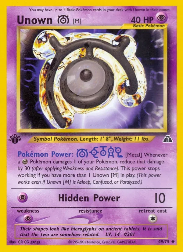 Unown [M] 49/75 Neo Discovery Pokémon card