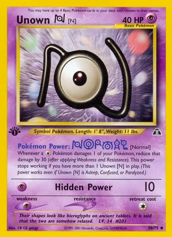 Unown [N] 50/75 Neo Discovery Pokémon card