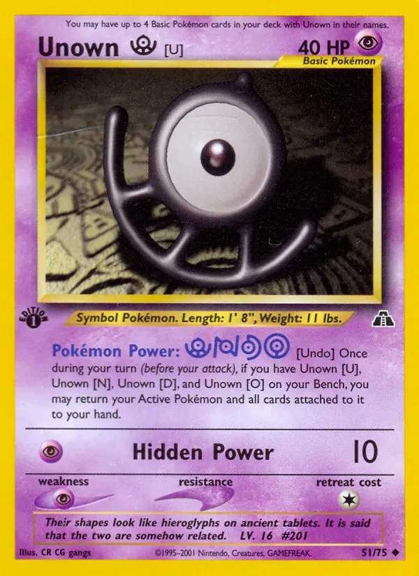 Unown [U] 51/75 Neo Discovery Pokémon card