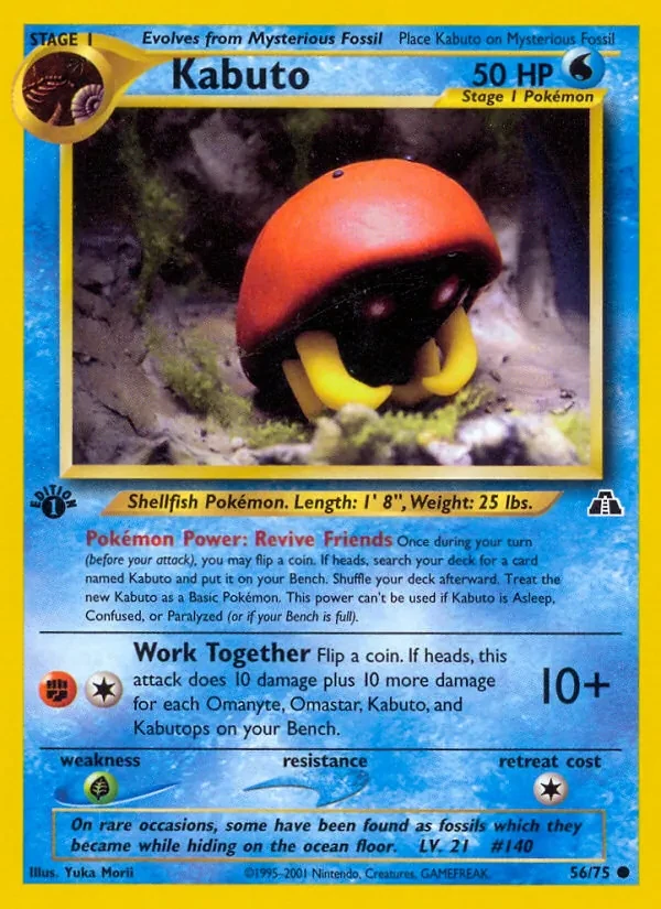 Kabuto 56/75 Neo Discovery Pokémon card