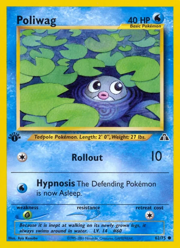 Poliwag 62/75 Neo Discovery Pokémon card