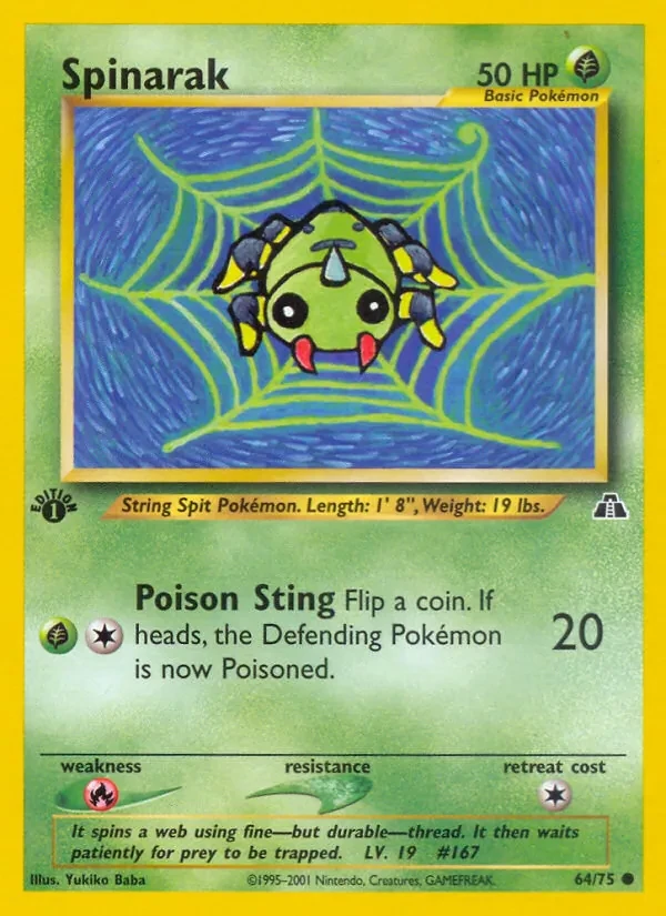 Spinarak 64/75 Neo Discovery Pokémon card