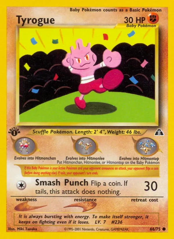 Tyrogue 66/75 Neo Discovery Pokémon card