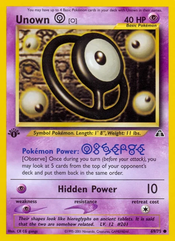 Unown [O] 69/75 Neo Discovery Pokémon card