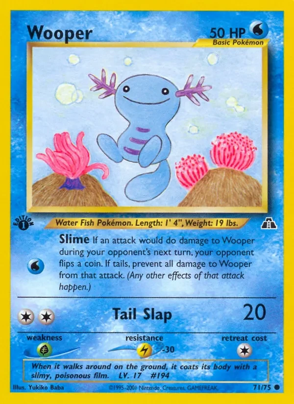 Wooper 71/75 Neo Discovery Pokémon card