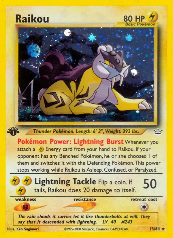 Raikou 13/64 Neo Revelation Pokémon card