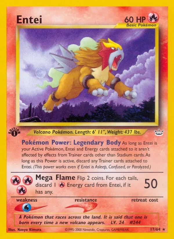 Entei 17/64 Neo Revelation Pokémon card